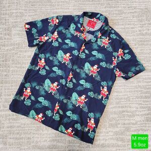 Denim & Flower Ricky Singh Hawaiian Santa short sleeve button down top size M